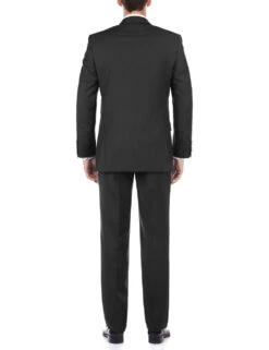 Bevagna Collection - Black 100% Virgin Wool Regular Fit Pick Stitched 2 Piece Suit 12 Bevagna Collection - Black 100% Virgin Wool Regular Fit Pick Stitched 2 Piece Suit -Suit Gold Style Shop 3