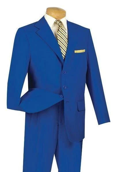 Mont Blanc Collection - Regular Fit Suit 3 Button 2 Piece In Royal Blue 3 Mont Blanc Collection - Regular Fit Suit 3 Button 2 Piece In Royal Blue