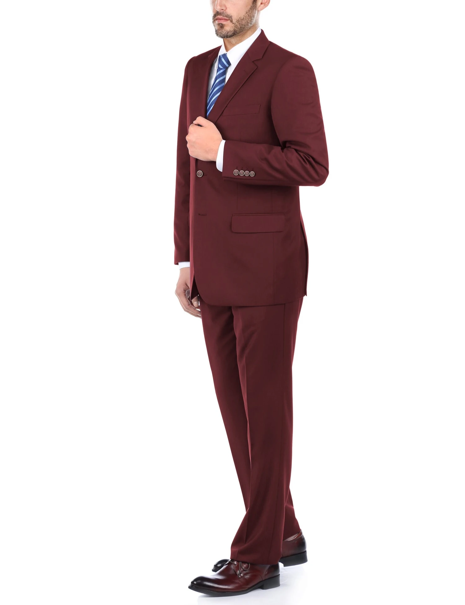 Vanderbilt Collection - Classic 2 Piece Suit 2 Buttons Regular Fit In Burgundy 6 Vanderbilt Collection - Classic 2 Piece Suit 2 Buttons Regular Fit In Burgundy - Image 4
