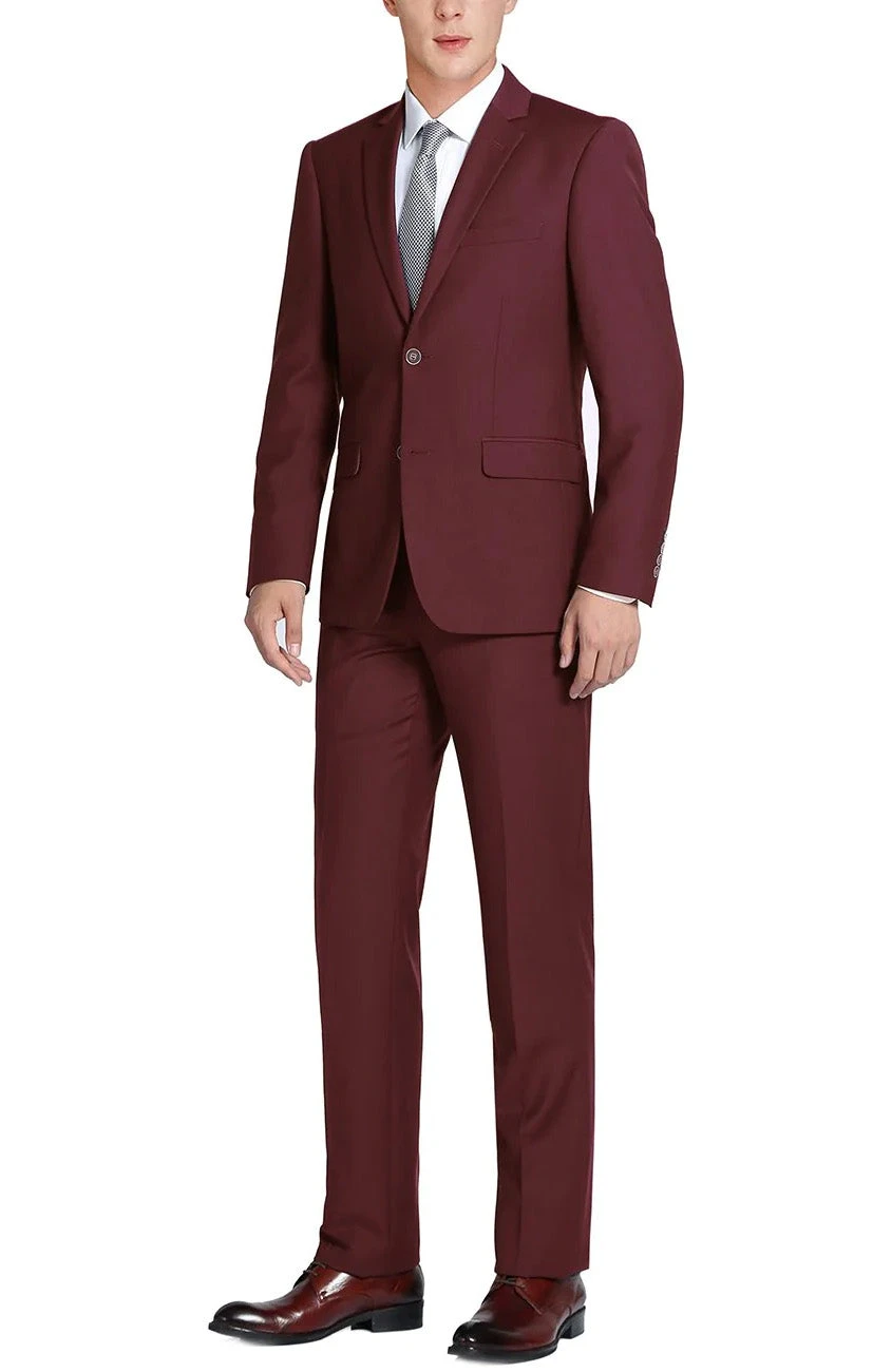 Vanderbilt Collection - Classic 2 Piece Suit 2 Buttons Regular Fit In Burgundy 3 Vanderbilt Collection - Classic 2 Piece Suit 2 Buttons Regular Fit In Burgundy