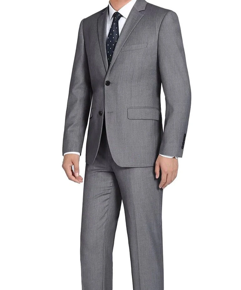 Bevagna Collection - Gray 100% Virgin Wool Regular Fit Pick Stitched 2 Piece Suit 3 Bevagna Collection - Gray 100% Virgin Wool Regular Fit Pick Stitched 2 Piece Suit