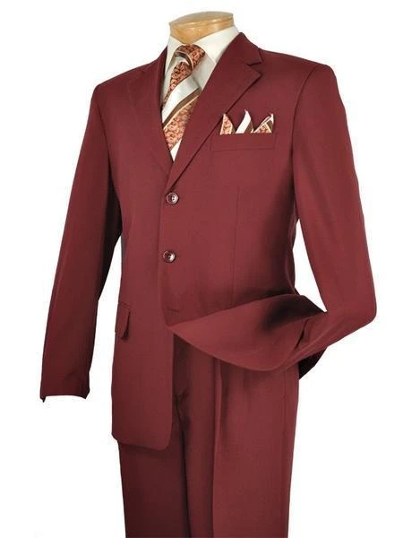 Mont Blanc Collection - Regular Fit Suit 3 Button 2 Piece In Burgundy 3 Mont Blanc Collection - Regular Fit Suit 3 Button 2 Piece In Burgundy