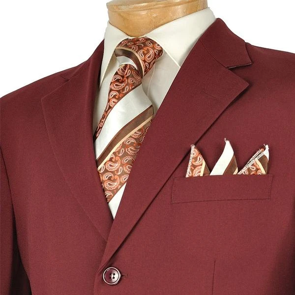 Mont Blanc Collection - Regular Fit Suit 3 Button 2 Piece In Burgundy 4 Mont Blanc Collection - Regular Fit Suit 3 Button 2 Piece In Burgundy - Image 2