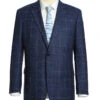 Wool And Silk Regular Fit Blazer Windowpane Pattern In Navy -Suit Gold Style Shop 4Z8A0576