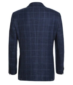 Wool And Silk Regular Fit Blazer Windowpane Pattern In Navy -Suit Gold Style Shop 4Z8A0584