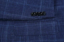 Wool And Silk Regular Fit Blazer Windowpane Pattern In Navy -Suit Gold Style Shop 4Z8A0629