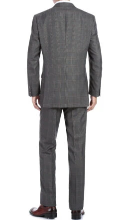 Trevi Collection - 2 Piece Suit 2 Buttons Glen Plaid Regular Fit In Gray -Suit Gold Style Shop 4Z8A0860