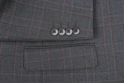 Trevi Collection - 2 Piece Suit 2 Buttons Glen Plaid Regular Fit In Gray -Suit Gold Style Shop 4Z8A1037s