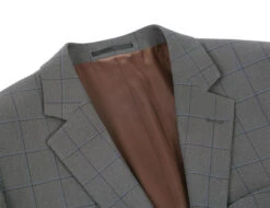 Trevi Collection - 2 Piece Suit 2 Buttons Windowpane Regular Fit In Gray -Suit Gold Style Shop 4Z8A1040s