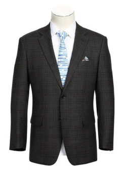 Wool Blend Regular Fit Checked Blazer In Brown
