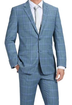 Regular Fit 2 Piece Suit Glen Plaid In Blue