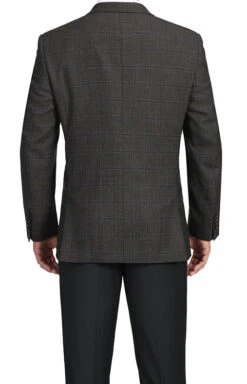 100% Wool Regular Fit 2 Button Blazer Glen Plaid In Brown -Suit Gold Style Shop 4Z8A4099 s