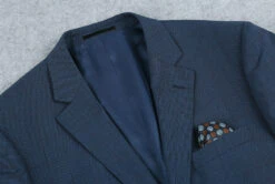 100% Wool Mini Check Pattern Regular Fit 2 Button Blazer In Blue -Suit Gold Style Shop 4Z8A6903 S