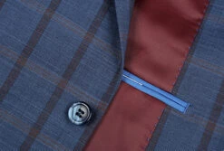 Bova Collection - Stretch Suit 2 Piece Blue Glen Plaid Regular Fit -Suit Gold Style Shop 4Z8A9315s