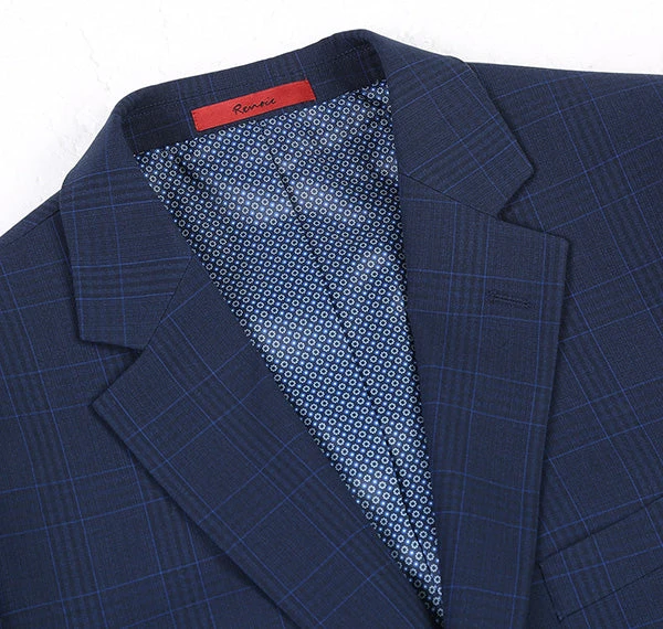 Regular Fit 2 Piece Suit Blue Check 6 Regular Fit 2 Piece Suit Blue Check - Image 4