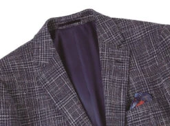 Slim Fit Stretch Wool Linen Blend Tweed Plaid Blazer -Suit Gold Style Shop 563 3 2