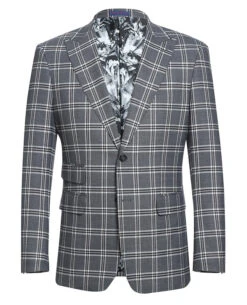 English Laundry Slim Fit Dimgray With White Check Suit