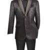 Black Regular Fit Jacket With Dots Lapel And Matching Bow Tie -Suit Gold Style Shop BF 6 BLACK JPG WEB