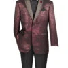 Burgundy Regular Fit Jacket With Dots Lapel And Matching Bow Tie -Suit Gold Style Shop BF 6 BURGUNDY JPG WEB