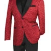 Red Modern Fit Paisley Pattern Jacquard Fabric Jacket With Bow Tie -Suit Gold Style Shop BM 1 RED