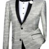 (3XL) Silver Metallic Stripe Slim Fit Jacket 2 Button Shawl Lapel 1 (3XL) Silver Metallic Stripe Slim Fit Jacket 2 Button Shawl Lapel -Suit Gold Style Shop BSF 12 SILVER 2824e2d2 902d 46a6 a966 0588286627e0