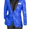 Royal Blue Embroidery Slim Fit Jacket Shawl Lapel With Bow Tie -Suit Gold Style Shop BSF 13 ROYAL
