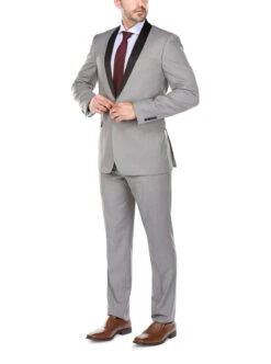 Gray 2 Piece Tuxedo Shawl Lapel Slim Fit -Suit Gold Style Shop C00A6320s