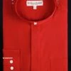 Basic Banded Collar Dress Shirt In Red -Suit Gold Style Shop DS3001C RED