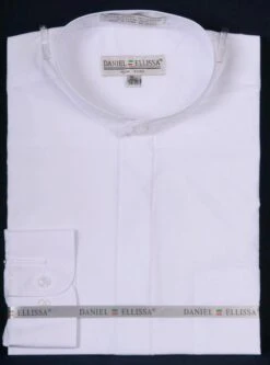 Basic Banded Collar Dress Shirt In White