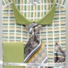 French Cuff Cotton Shirt In Green With Tie, Cuff Links And Handkerchief -Suit Gold Style Shop DS3783P2 GREEN