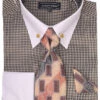 Beige Houndstooth Dress Shirt Set With Cuff 2 Beige Houndstooth Dress Shirt Set With Cuff -Suit Gold Style Shop Dn101m beige