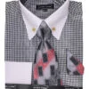 Black Houndstooth Dress Shirt Set With Cuff -Suit Gold Style Shop Dn101m black f545851d cb15 4093 8b57 887128d42054
