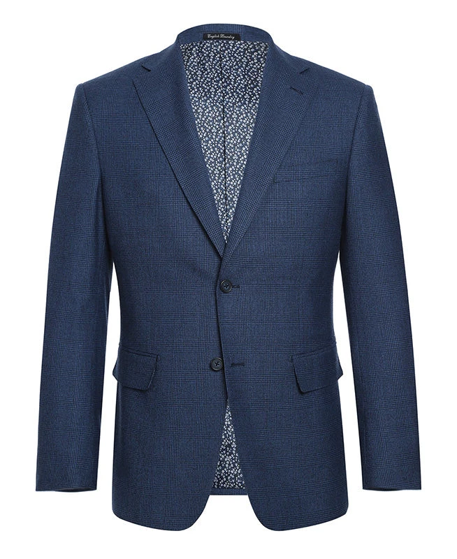 English Laundry Blue Checked Slim Fit Suit Wool Blend 3 English Laundry Blue Checked Slim Fit Suit Wool Blend