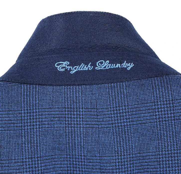 English Laundry Blue Checked Slim Fit Suit Wool Blend 8 English Laundry Blue Checked Slim Fit Suit Wool Blend - Image 6
