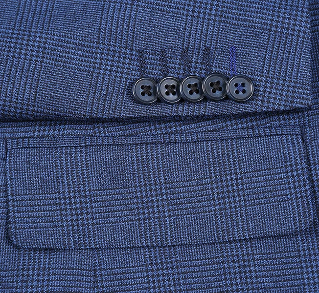 English Laundry Blue Checked Slim Fit Suit Wool Blend 10 English Laundry Blue Checked Slim Fit Suit Wool Blend - Image 8