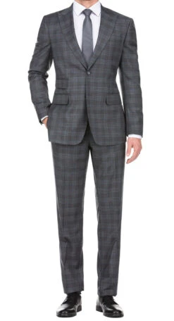 English Laundry 2-Piece Gray Plaid Wool Blend Slim Fit Dress Suit -Suit Gold Style Shop EL62 68 095 12