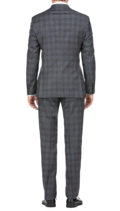English Laundry 2-Piece Gray Plaid Wool Blend Slim Fit Dress Suit -Suit Gold Style Shop EL62 68 095 21