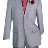 Nola Collection - Light Gray Regular Fit 2 Piece Suit Flat Front Pants With 2″ Elastic Waist Band -Suit Gold Style Shop F 2C900 LIGHT GRAY1