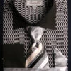 French Cuff Printed Tone On Tone Shirt In Black/White With Tie, Cuff Links And Handkerchief