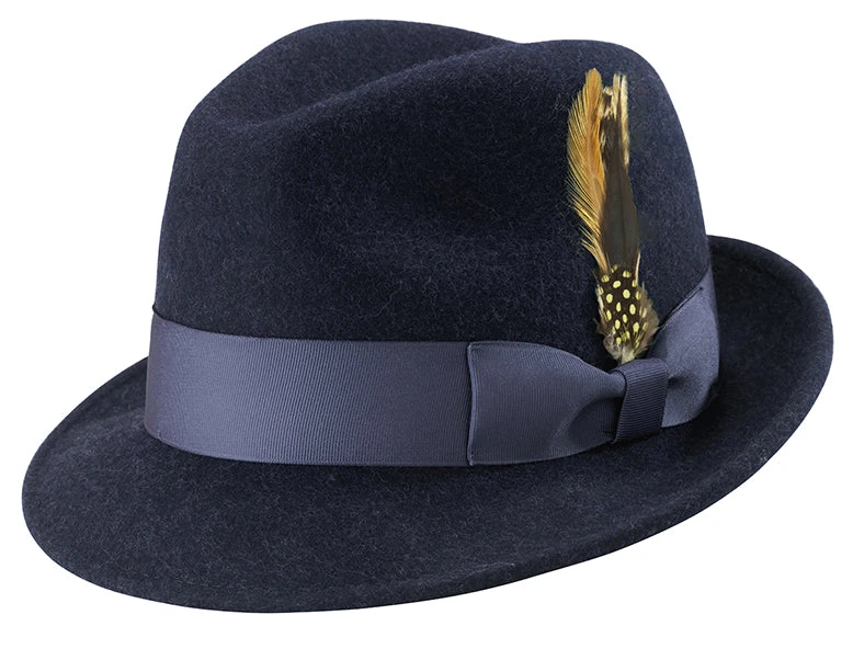 Pinch Crushable Wool Snap Brim Hat In Navy 3 Pinch Crushable Wool Snap Brim Hat In Navy