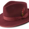 Burgundy Dress Hat Wool Wide Brim -Suit Gold Style Shop H 72 Burgundy S