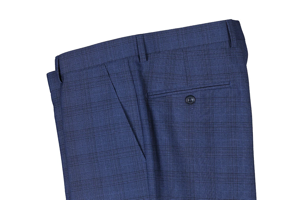 San Gemini Collection - 3 Piece Suit 2 Buttons Blue Glen Plaid Regular Fit 9 San Gemini Collection - 3 Piece Suit 2 Buttons Blue Glen Plaid Regular Fit - Image 7