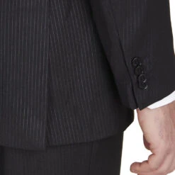 Modern Fit 2 Piece Pinstripe Suit 2 Button Black -Suit Gold Style Shop M102 BLACKS 3