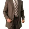 Regular Fit 2 Piece Suit Tone On Tone Stripe In Dark Cocoa -Suit Gold Style Shop M111 04