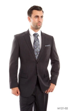 Ares Collection - Stripe Tone On Tone Regular Fit Suit 2 Button 2 Piece In Gray