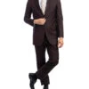 Bacchus Collection - Regular Fit Suit 2 Button 2 Piece In Chocolate -Suit Gold Style Shop M202 23