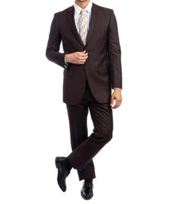 Bacchus Collection - Regular Fit Suit 2 Button 2 Piece In Chocolate