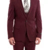 Burgundy Solid Color 3 Piece Slim Fit Suit 1 Button Peak Lapel 2 Burgundy Solid Color 3 Piece Slim Fit Suit 1 Button Peak Lapel -Suit Gold Style Shop M255US 03 BURGUNDY
