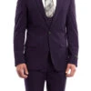 Purple Solid Color 3 Piece Slim Fit Suit 1 Button Peak Lapel -Suit Gold Style Shop M255US 04 PURPLE