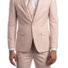 Blush Solid Color 3 Piece Slim Fit Suit 1 Button Peak Lapel -Suit Gold Style Shop M255US 07 BLUSH